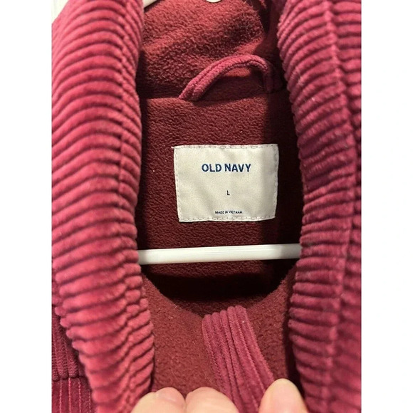 Old Navy Women's Oversize Puffer Wine Corduroy Padded Jacket Pockets Zip Large‎ - Picture 4 of 8